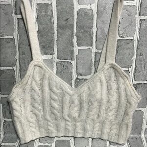 Free People Cream Cable Knit Top